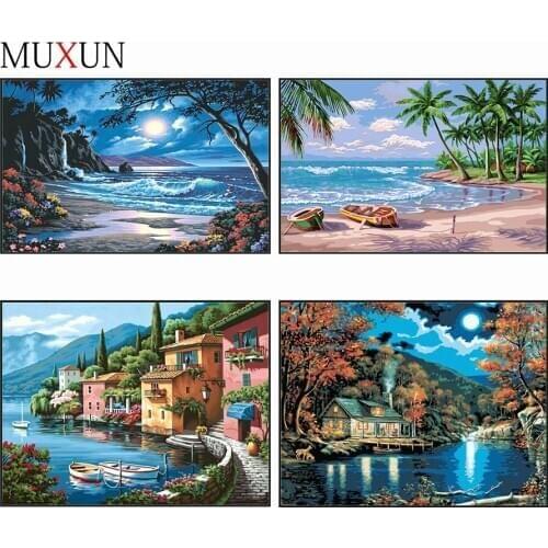 5D New Arrivals Diamond Painting Scenery Seaside 3D Diy Crystal Diamond Embroidery Scenery Diamond Mosaic Paintings Ferry Er013