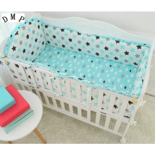 Promotion! 5PCS Cartoon Baby Bedding Set Baby Bed Bumper Super Good Quality Cot Bedding,(4bumpers+sheet)