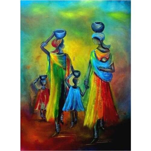 New 5D DIY Full Round/Square Diamond Painting African Family 3D Embroidery Cross Stitch Rhinestone Mosaic Home Dector Art Y492