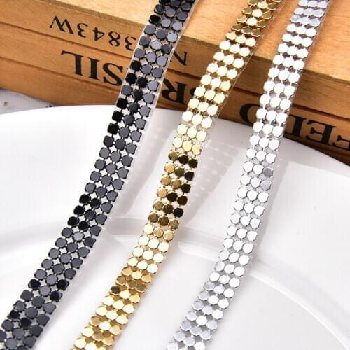 Free shippment 3mm 3 rows Aluminum Mesh Metal rhinestone Trim sewing strass crystal bridal applique for clothes meal accessories