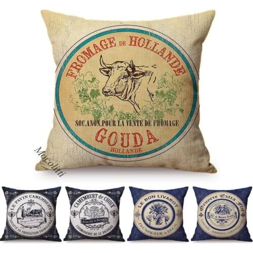 Nordic Farm Vintage Poster Style Cushions Cover Rural Poultry Crops Pattern Cotton Linen Home Decor Car Sofa Pillow Case Cojines