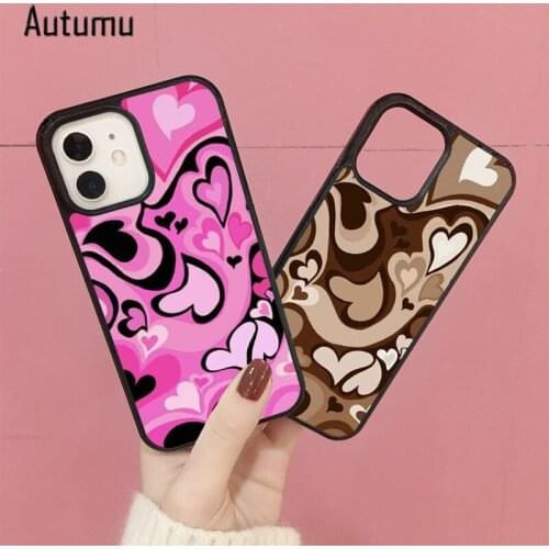 Phone Case for iPhone 12 mini X XS XR 11 Pro Max SE 2020 6S 7 8 Plus Samsung Galaxy S8 S9 S10 S20 S21 Heart Swirl Pattern Cover
