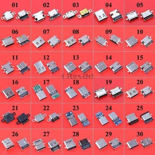 Cltgxdd 30models 300PCS Micro USB Type C Connector Female Charging Port Plug Type-C Socket Jack for Xiaomi Redmi Huawei Honor