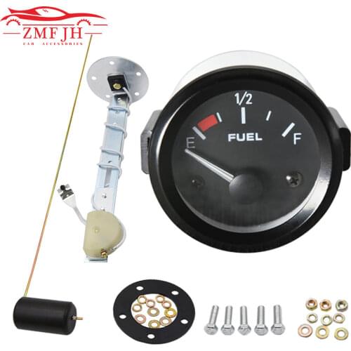 Fuel Gauge 2" 52mm Fuel Level Gauge Car Meter with Fuel Float Sensor White LED Light Black Rim Automotive Gauges 12V Car Gauge