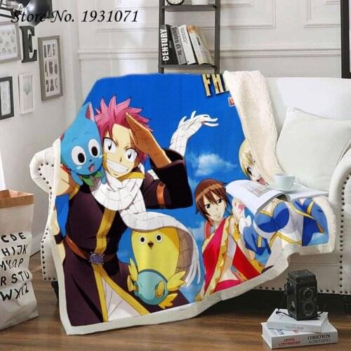 Anime FAIRY TAIL 3D Printed Fleece Blanket for Beds Thick Quilt Fashion Bedspread Sherpa Throw Blanket Adults Kids 08