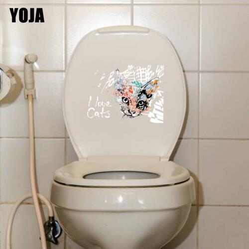 YOJA 23.9*18.1CM Cat Wall Sticker Animal Toilet Decal Modern Personality Bedroom Home Decoration T3-0434