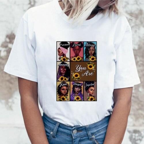 Women Black Girl Printed Fashion Short Sleeve Aesthetic Clothes Summer T-shirts Tops Harajuku Graphics Female Ladies Tee T-Shirt