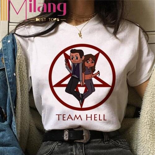 Devil Lucifer Printed Women T-shirt High Quality Modal Ladies Short Sleeve Tshirt Loose Harajuku 90s Female White Clothes Tops