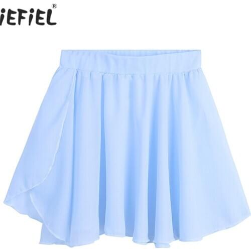 IEFiEL Kids Girls Ballet Skirt Costume Basic Classic Soft Chiffon Mini Wrap Skirts Ballerina Dance Girls Skirt Stage Performance