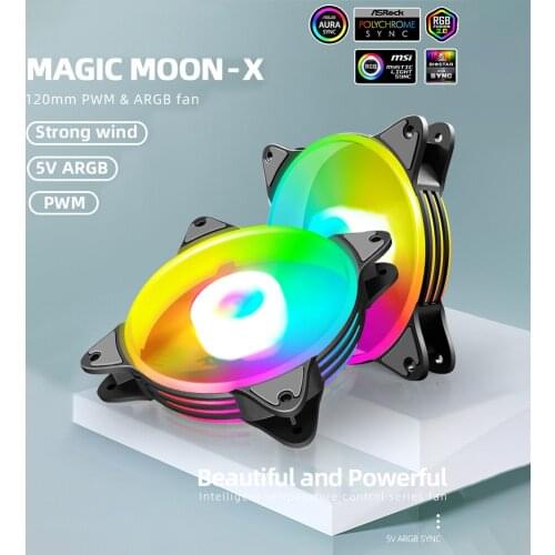 COOLMOON Cooler Heatsink CPU Fan 12cm 5V PWM PC Case Cooling Fan Addressable ARGB CPU Radiator Heatsink for Desktop PC Chassis