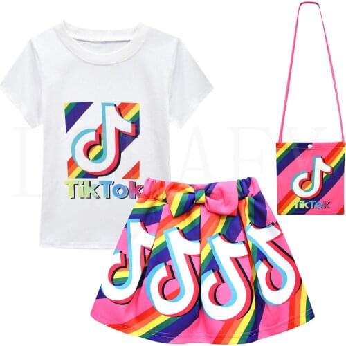 Hot TIK TOK Baby Girls Clothes Set Suit T shirt + skirt Cute Princess Clothes Suits For Girls Kids Cartoon Dress
