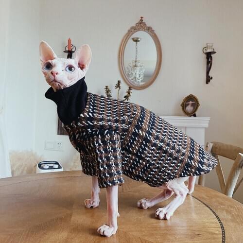 MPK Store Neck Warming Hairless Cat Sweater Sphynx Cat Winter Clothes Turtleneck Sweater