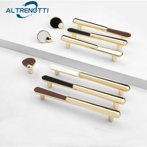 Metal Zinc Leather Furniture Drawer Cabinet Handle White Bronze Black Kitchen Cupboard Wardrobe Door Pull Dresser Closet Knob