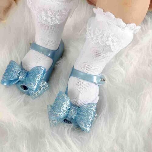 Mini Melissa Ultragirl Princess Jelly Shoes Kids Girl Hot Bow flake Candy shoes Childrens Silver Glitter Party shoes 19111