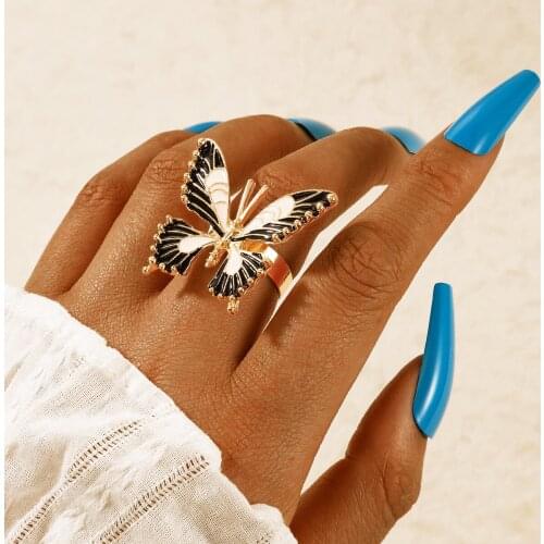 Docona Trendy Butterfly Joint Midi Rings for Women Girls Colorful Drop Oil Insect Metal Jewelry Accessories Anillos 17814