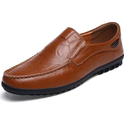 Mazefeng Large Size 47 Men Loafers Soft Moccasins High Quality Spring Autumn Genuine Leather Shoes Men Warm Flats Driving Shoes