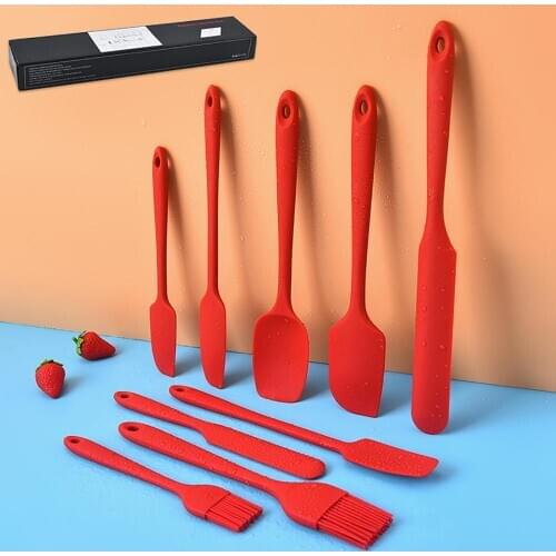 9Pcs Spatula Set BPA-Free Silicone Spatula Spoon, Non-Stick Silicone Cake, Grill, Heat Resistance, Flexible Scratch, Baking Tool