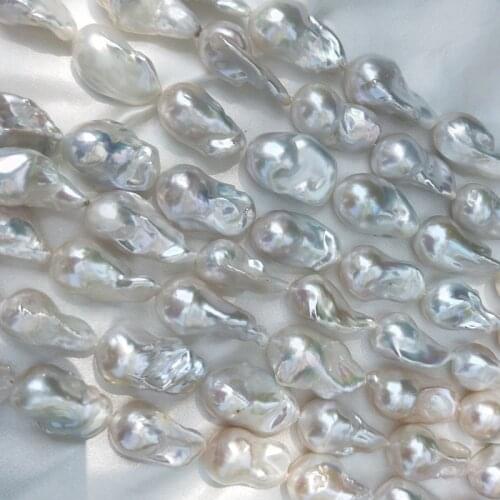 14-16mm Natural white high luster top quality loose pearl strands baroque fireball pearls cultured freshwater pearl