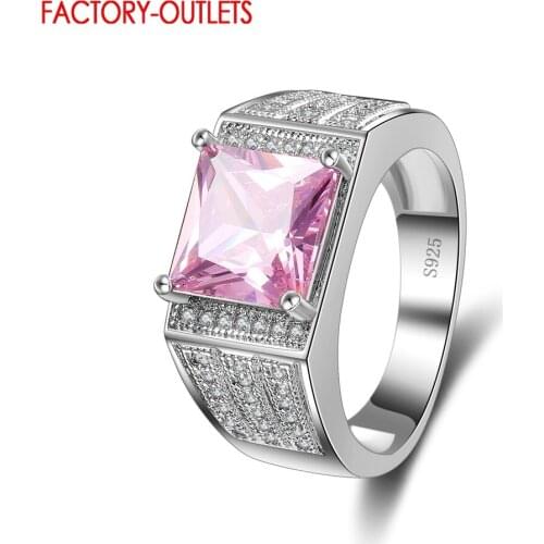 New Engagement Wedding Fashion Jewelry Rings With High Quality Pink CZ Crystal Rhinestone 925 Women Ring