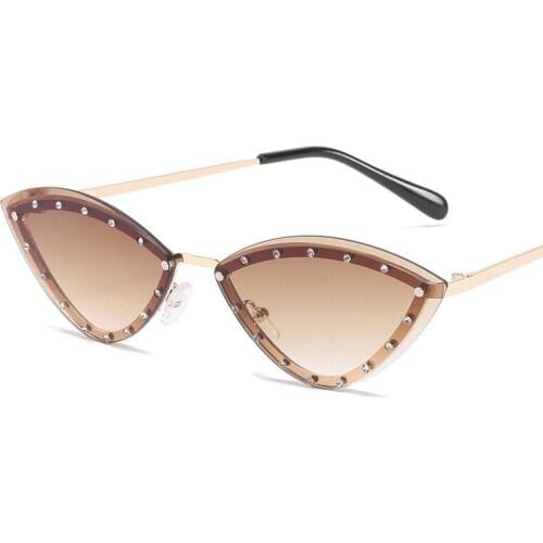 New trend personality sunglasses fashion cat eye round triangle sunglasses colorful ocean piece dot diamond rimless glasses