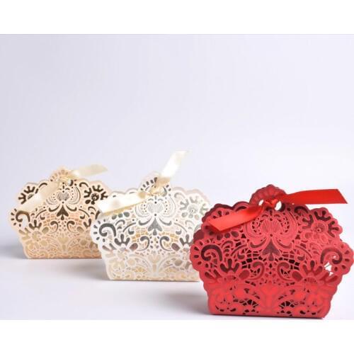 20 Pcs Gift Candy Box For Wedding Party Kid Birthday Hollow Paper Box Chocolate Box Gift Paper Packaging With Ribbon Cardboard