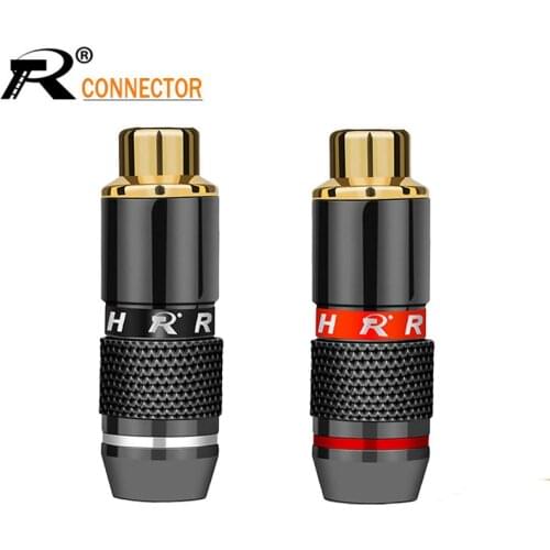 R Connector 1pair/2pcs High Quality RCA Connector RCA Plug Jack Socket audio adapter black&red in 1pair speaker plug Gold plated