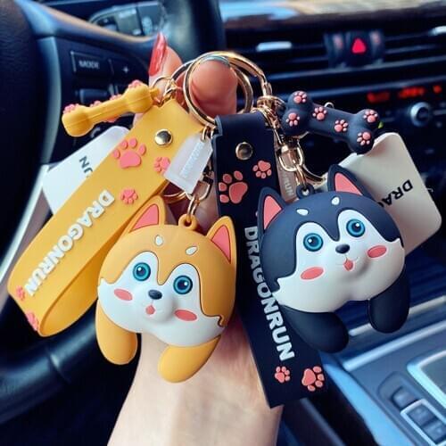 Funny Cute Husky Dog Keychain Cartoon Epoxy Corgi Dog Pet Keyring Car Bag Pendant Key Ring Jewelry Gifts for Women Couple