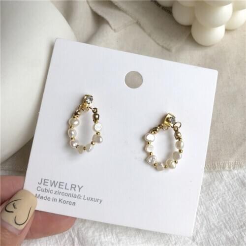 Fashion hollow round metal beads pearl inlaid Drop Earrings Korean Simple Circle Pendent Earrings for Women Girls Ear Jewelry Gi