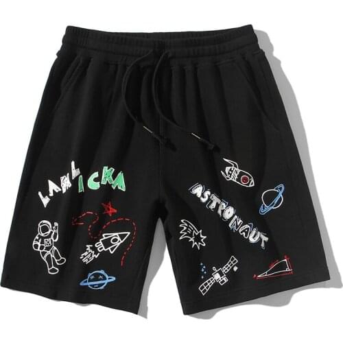 2020 New Arrival Top Fashion Cotton Regular Mid Elastic Waist Shorts Men Summer Print Loose Size Pants Sports Casual Capris