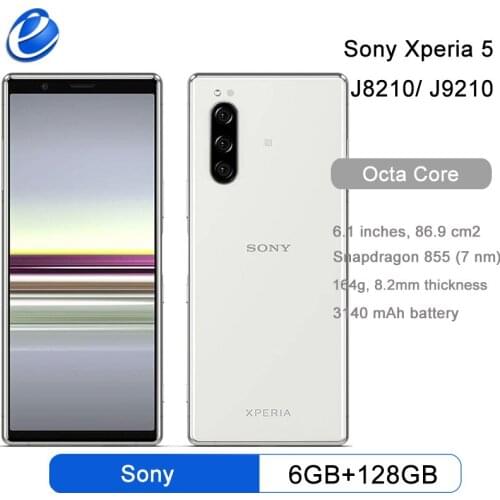 Sony Xperia 5 J8210 Android Mobile phone 4G LTE 6.1" Octa core 6GB&128GB 13MP&5MP Triple Cameras NFC Fingerprint Cell phone