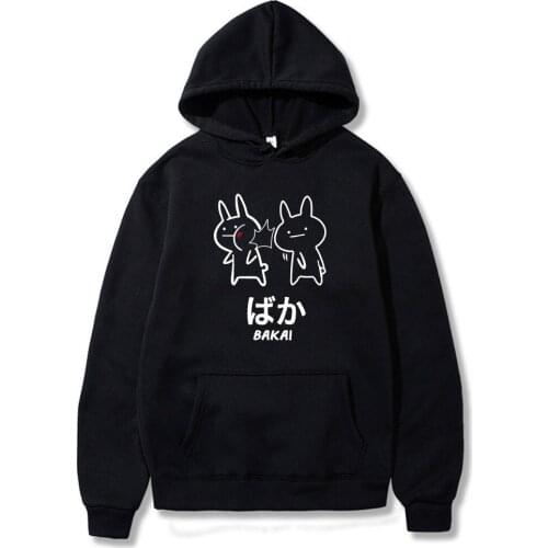 Japan anime hoodie Baka Rabbit Slap Printed funny pattern unisex polar fleece hoodie New autumn and winter sweaters men Loose