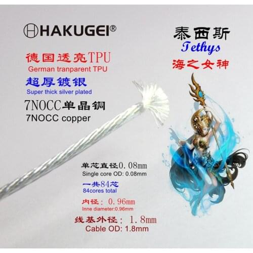 Thick silver-plated TPU 7N single crystal copper headset upgrade fever audio power cord base material 84 core OD:1.8MM