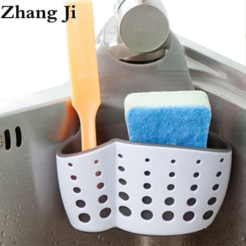 ZhangJi Kitchen TPR Rubber Thicken Sink Storage Kitchen Double Layer Basin Drain Basket Shelf Hanging Sponge Rack Holder