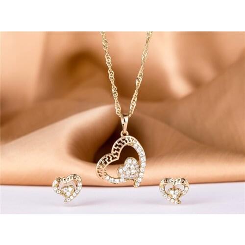 2020 Jennifer New Love in love jewelry set 585 Rose Gold Women Romantic Fashion Natural Water drop copper Jewelry set