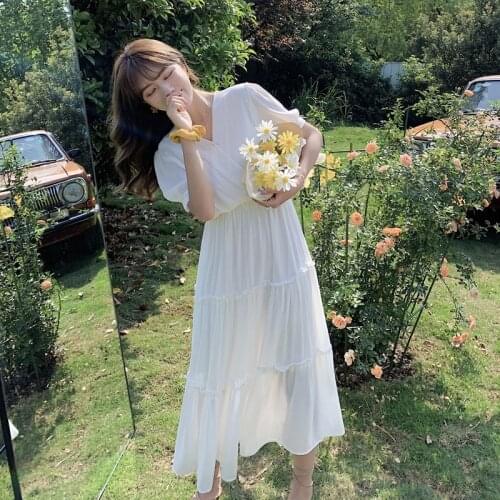 Womens Dress Summer Fashion Short Sleeve V-neck Ruffle Chiffon Long Dresses Plus Size Women Clothing Vestido Feminino