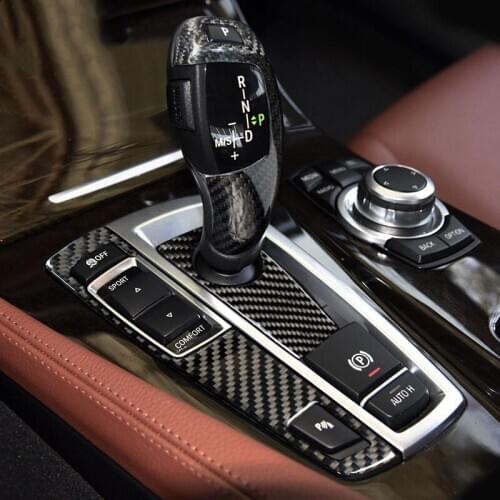 1PCS Carbon Fiber Gear Shift Button Panel Decorative Cover Trim Car Styling For BMW 5 Series 5GT F10 F07 X3 F25 X4 F26 RHD LHD