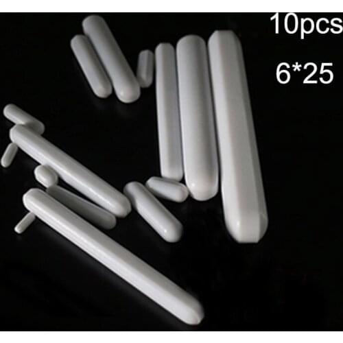 10pcs C6x25mm PTFE Magnetic Stirrer Mixer Stir Bars PTFE Plain Stirring Bars White Spin Bars