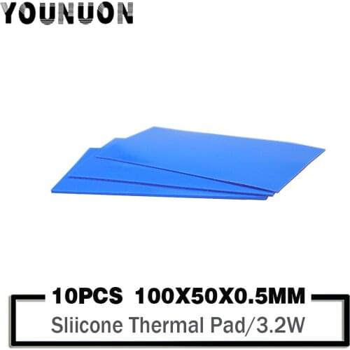 10PCS 100*50mm 0.5mm Thickness Thermal Conductive Silicone Pads Heatsink Cooling Pad For Laptop IC GPU VGA Card 100X50X0.5MM