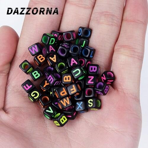 100/200/300pcs Acrylic Beads 6mm Mix Letter Beads Square Alphabet Beads DIY Jewelry Making For Bracelet Necklace Accessories