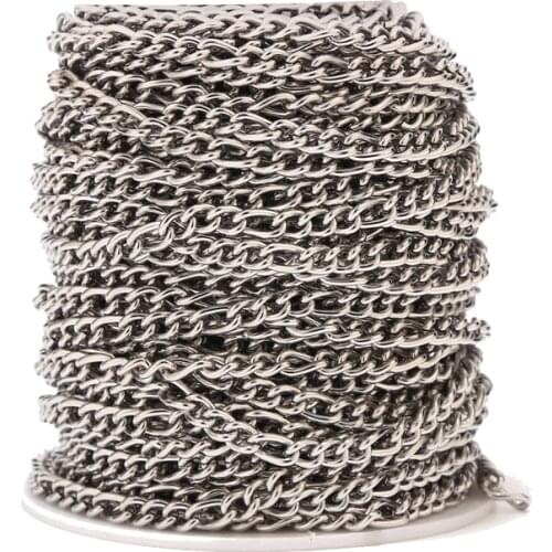 2meters Stainless Steel 6mm Width Round Figaro Chains 3:1 Heavy Link Chain For DIY Jewelry Making Necklaces Bracelets Findings