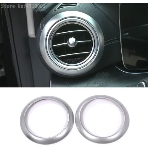 2pcs Carbon For Mercedes Benz E Class W213 2016 2017 Car-Styling ABS Chrome Car Side Air Conditioning Vent Ring Cover Trim Parts