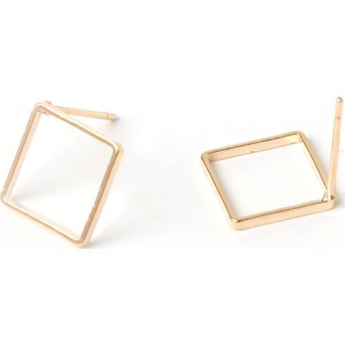 20PCS Square:13MM Gold/Rhodium Plated Connector Stud Earrings Accessories Diy Handmade Jewelry Findings