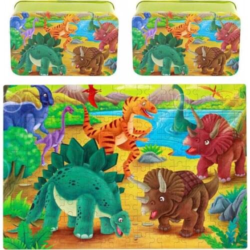 200pcs/set dinosaur wooden puzzle toys kids children colorful plane puzzle handmade enlightenment toy for baby with gift box