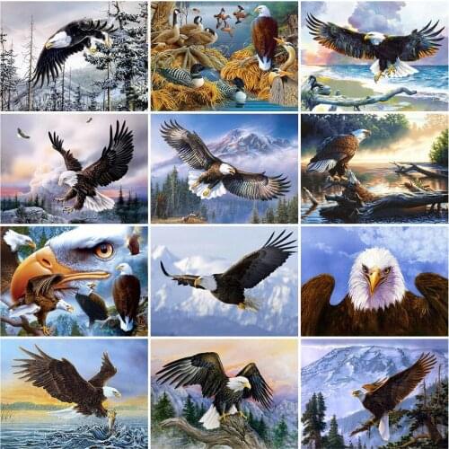 Huacan Diamond Mosaic Embroidery Eagle 5D Full Diamond Painting Animals Picture Of Rhinestones Crafts Decoration For Home