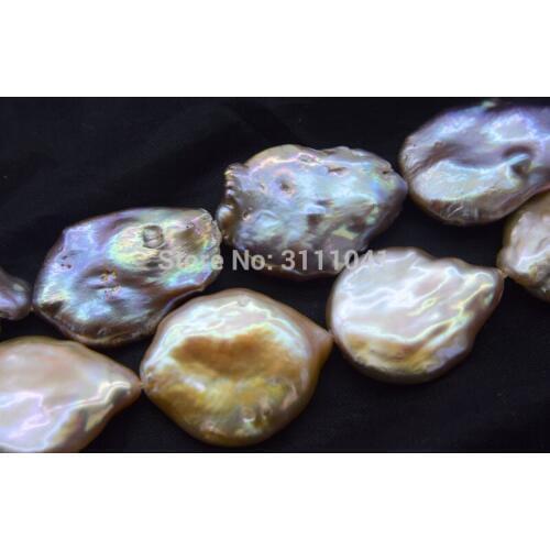 One strand loose beads pink purple flat freshwater pearl rebron keshi 15inch for DIY jewelry making FPPJ wholesale beads nature