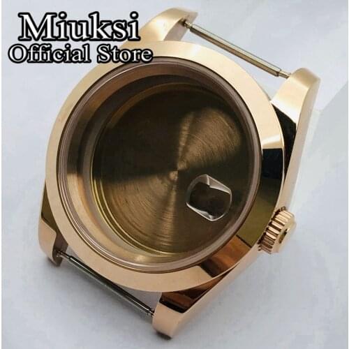 Miuksi 40mm rose gold case sapphire glass date window fit NH35 NH36 ETA2836 Miyota 8205 8215 821A Mingzhu DG2813 3804 movement