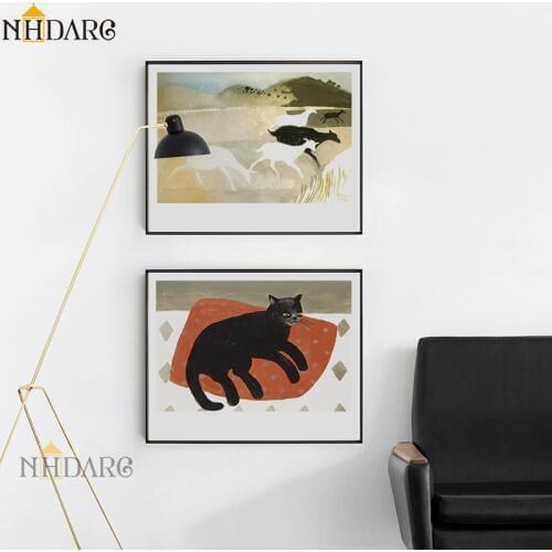 Retro Fashion Classical European Decorative Painting Animal Scenic Cat, Posters and Prints Canvas Painting Wall Art Home Decor