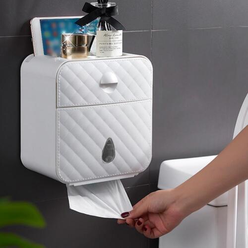 Toilet Paper Holder Waterproof Paper Towel Holder Wall Mounted Roll Paper Tube Tissue Box Shelf Storage Box Bathroom Accessories