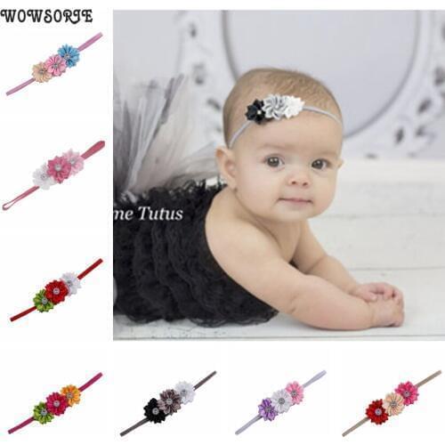 Baby infant headband thin newborn elastic rhinestone hairband fabric flowers for headbands headwear children hair accessories