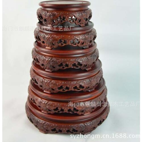 [Rain] Zhong mahogany red sandalwood rotating base jade stone ornaments vase base